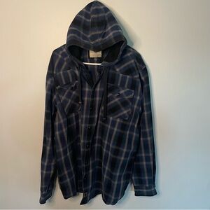 Legendary Whitetails Blue Plaid Hooded Shirt Jacket 2XL Tall